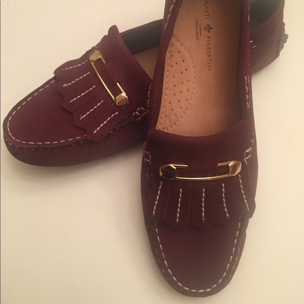 Mercanti Fiorentini Womens Nubuck Kiltie Loafers